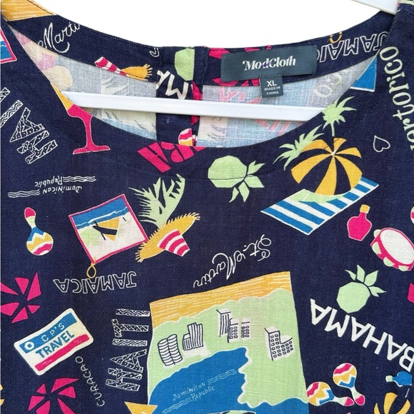 ModCloth Delightful Demeanor Travel Print Shirt Size XL - Picture 2 of 4